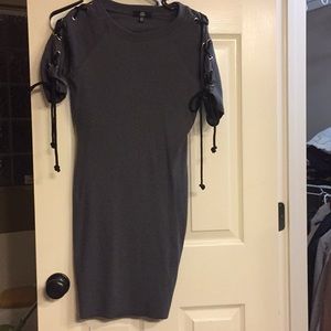 Missguided bodycon lace sleeve ripped knit dress